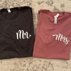 Mrs & Mrs shirts. Women’s small, men’s medium
